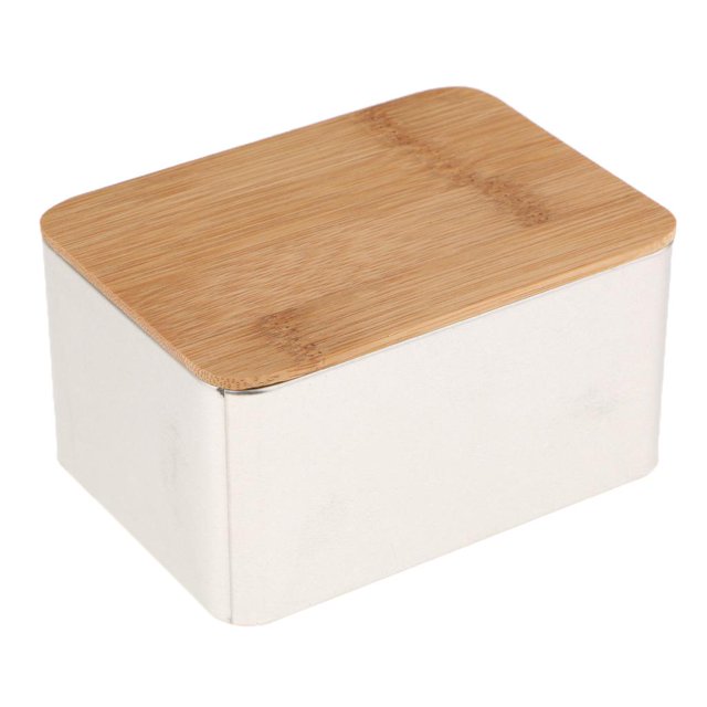Tea Storage Box with Bamboo Lid Bins Bread Sugar Boxes Containers Canister - F, as described F