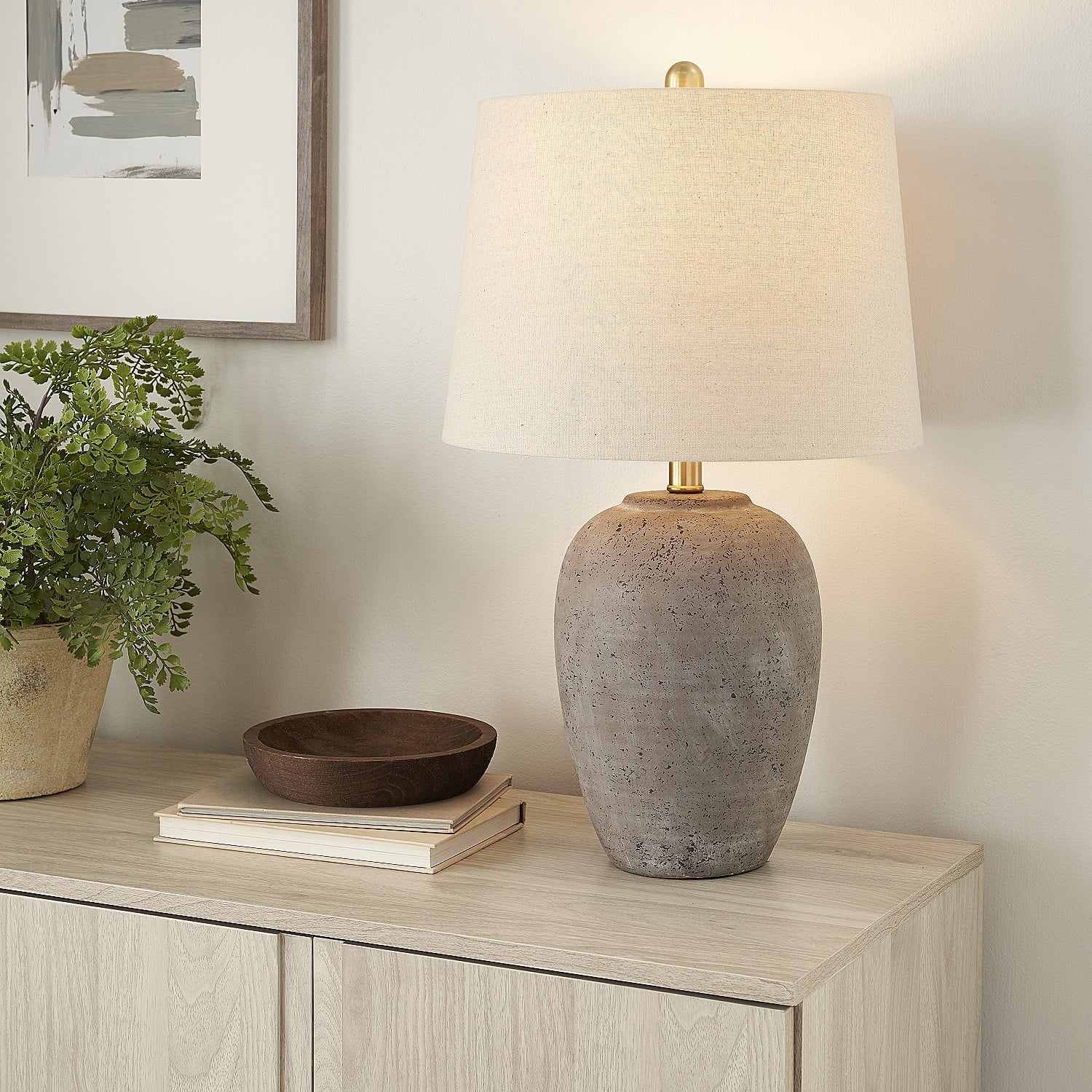 Nourison 23” Brown Unglazed Ceramic Urn Table Lamp