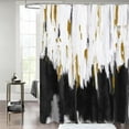 thumbnail image 5 of 4Pcs Geometric Shower Curtain Set with Bathroom Rugs Marble Bathroom Decor Black Shower Curtains for Bathroom Sets Bathroom Set with Bath Mat U Shape and Toilet Lid Cover Mat, 5 of 6