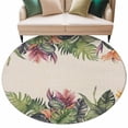thumbnail image 2 of 8ft Round Rug, Palm Leaves Non-Skid Rubber Backing Large Area Rugs - Living Room Bedroom Home Office, Summer Botanical Tropical Plants Rustic Indoor Floor Mat Carpets Washable Rug, 2 of 9