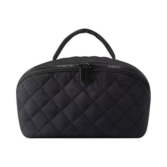 Travel Makeup Bag, Petitionm Makeup Bag, 9.84In Wide Open Lay-Flat Water-Resistant Cosmetic Case Bags, Portable Toiletry Bags Can Be Used to Store Toiletries (Black)