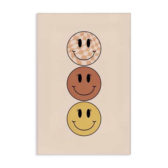 Stupell Industries Retro Smileys Trio Novelty Painting Gallery Wrapped Canvas Art Print Wall Art, 20 x 30