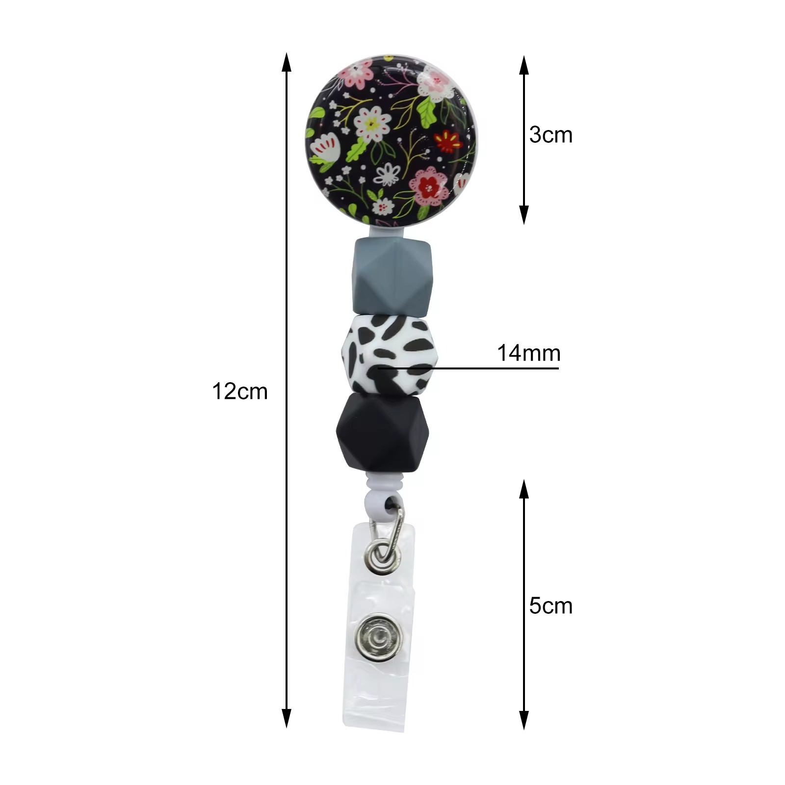 Multi-Angle Rotary Printing Silicone Beads Badge Reels for Multiple use Retractable Badge Holders Nursing Doctor Office Worker Teacher Student Name Id Decor