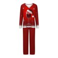 thumbnail image 4 of Hueook Cotton Comfy Pjs for Women Women Christmas Printed V-neck Casual Long Top Pants Pajama Set Multicolor M, 4 of 4