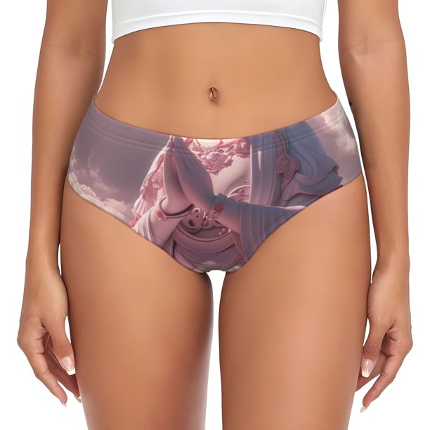Balery Pink Lotus Buddha Ropa Interior de Algodón para Mujer con Dibujo – Braguitas Cómodas y Elásticas, Estilo Clásico-X-Large