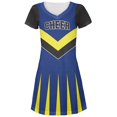 thumbnail image 1 of Cheerleader Costume Maize & Blue All Over Juniors V-Neck Dress, 1 of 1