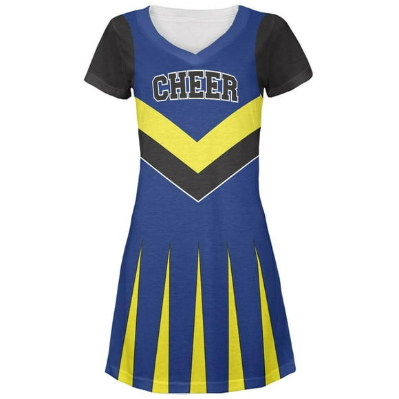 Cheerleader Costume Maize & Blue All Over Juniors V-Neck Dress