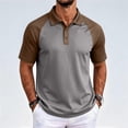 thumbnail image 6 of Fabrcox Mens Short Sleeve Polo Shirts Raglan Collared Golf Shirts Men Color Block Regular Fit Casual Gym Athletic Shirts Men Brown XL, 6 of 7