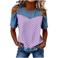 thumbnail image 2 of QUNYINEY Short Sleeve Summer T Shirts for Women Polka Dot Cold Shoulder Graphic Tees Crew Neck Casual Pullover Relaxed Fit Cute Tops, 2 of 6