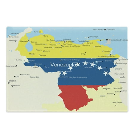 

Venezuela Cutting Board Colorful and Detailed Map Illustration Country Names and Regions Flag Colors Decorative Tempered Glass Cutting and Serving Board in 3 Sizes by Ambesonne