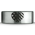 thumbnail image 2 of Tungsten American Heart Shaped Flag Band Ring 8mm Men Women Comfort Fit Brushed Gray Flat Cut Black Polished, 2 of 4