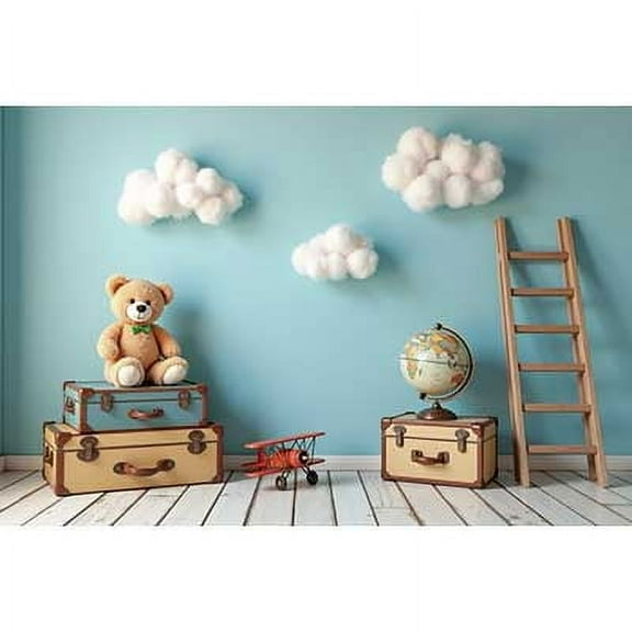 Baby Photography Shooting Background Boy 1st Birthday Year r Teddy Bear Suitcase Backdrop Studio Photobooth Supplies