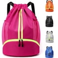 thumbnail image 1 of Mochila impermeable rosa para gimnasio con compartimento para zapatos y agua, 1 of 5