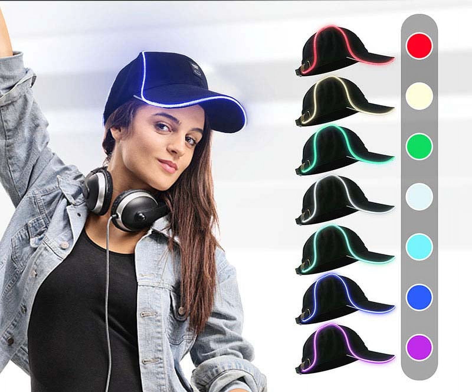 Fiber Optic Cap LED Hat with 7 Colors Luminous Glowing EDC Baseball Hats  USB Charging Light up caps Event Party LED Christmas Cap for Event Holiday  2024 - $19.99