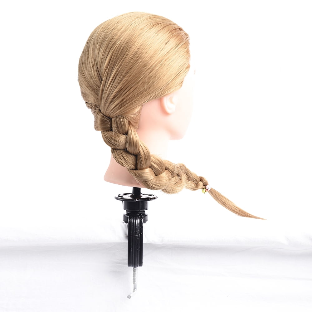 HAIR BY DK Cosmetology Mannequin Head Hair Styling 26-28 inches Training Synthetic Fiber Manikin Head Doll with Clamp Dark Blonde (27#)