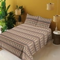 thumbnail image 2 of Ambesonne Ethnic Fitted & Flat Sheet with Sham 3 Pcs Set, Traditional Chevron Arrow, Twin XL, Dark Cocoa Redwood, 2 of 5