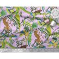 thumbnail image 3 of Soimoi Rayon Crepe Fabric Branches,Parrot & Leopard Jungle Fabric Prints by Yard 46 Inch Wide, 3 of 3