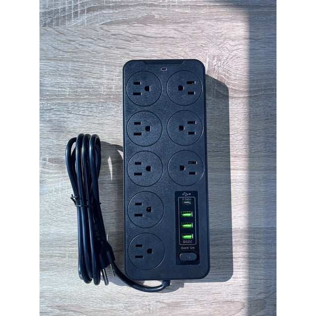 Tira de poder de 12 en 1 con protección contra sobretensiones y interruptor de control de un toque - 8 tomas de corriente alterna espaciosas con 4 puertos USB (incluyendo 1 Tipo-C)