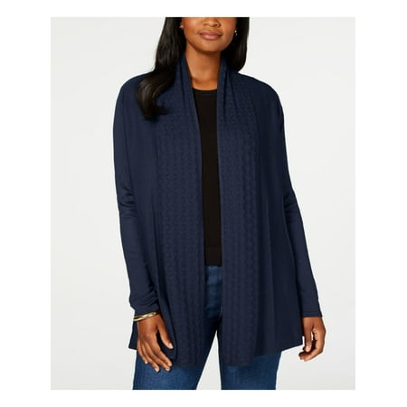 KAREN SCOTT Womens Blue Long Sleeve Open Cardigan Sweater Petites PL