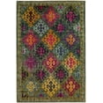 thumbnail image 1 of SAFAVIEH Monaco Collection 6'7" x 6'7" Round Green/Multi MNC244G Boho Diamond Trellis Non-Shedding Dining Room Entryway Foyer Living Room Bedroom Area Rug, 1 of 2