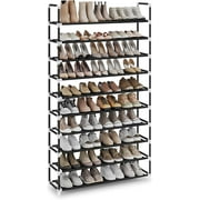 SONGMICS 10-Tier Shoe Rack Storage Organizer Holds up to 50 Pairs Shoes Metal Frame,Non-Woven Fabric for Living Room Hallway 39.4 x 11 x 68.9 Inches Black