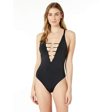 YDX Women's Monokini Swimsuits One Piece Criss Cross Bathing Suit Bikini, Shimmery Black,