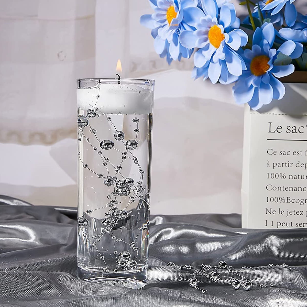 Protoiya 40pcs Pearl String, for Floating Candle Faux Pearls Beads