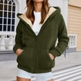 thumbnail image 5 of Women's Sherpa Fleece Zip Up Hoodie Jacket, Soft Warm Winter Outerwear Sweatshirt, Casual Full Zip Hooded Sherpa Lined Sweatshirt Hoodie, 5 of 5