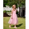 thumbnail image 3 of Vestido largo Arshiner para niña, verano, sin mangas, rosa, 5-6Y, 3 of 6