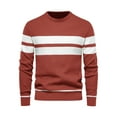 thumbnail image 1 of Bellella Chandail Homme Manches Longues Chandail Rayé Tricoté Col Rond Ample Rouge TG, 1 of 2