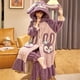 thumbnail image 1 of Pijama grueso de franela para mujer, camisón cálido con capucha, Kawaii ropa para el hogar, túnicas suaves y elegantes, 2XL, Invierno, 1 of 4