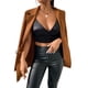 thumbnail image 1 of Chaqueta de traje para mujer, reversos de manga larga, traje informal delgado y elegante para mujer, prendas de vestir para trabajo de oficina, marrón L, 1 of 7