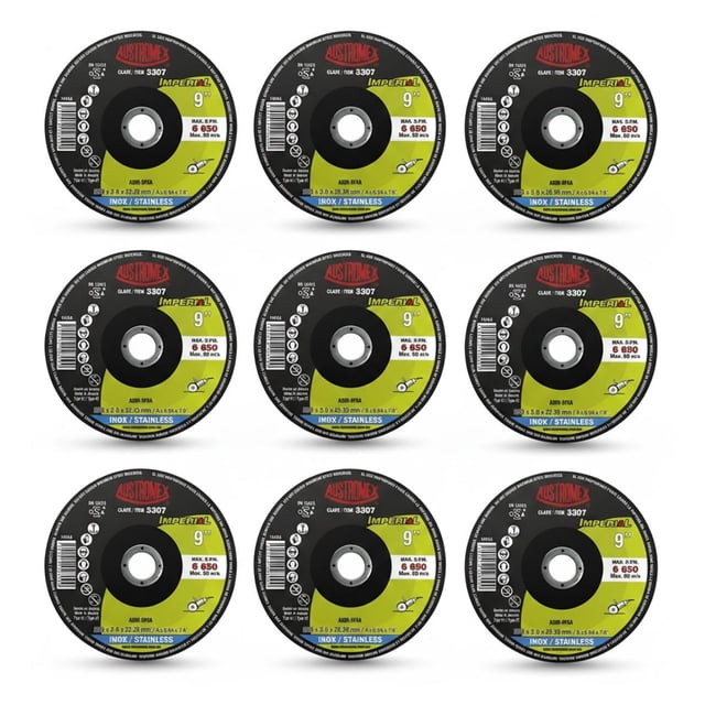 10 Pz Disco De Corte Austromex 3307 Inox 9 X 5/64 Negro