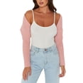 thumbnail image 2 of Fall Winter Sweaters for Women Ultra-Short Knitted Sweater Cardigan Crop Top CoatSexy Style Loose Clothing (White, One Size), 2 of 7