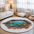 thumbnail image 2 of Round Rugs 4Ft, 3D Ocean Round Area Rug Washable Indoor Throw Carpet, Modern Abstract Nature Optical Illusion Underwater Soft Non Slip Circle Rug for Kitchen Nursery Room Home Decor Aesthetic, 2 of 8