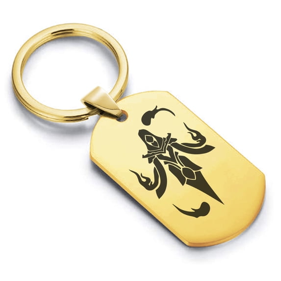 Stainless Steel Mage Fantasy Class Dog Tag Keychain Circle Ring