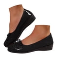 thumbnail image 3 of YLYL Women Ballet Shoes Bow Round Toe Wedge Heel Slip on Walking Dating Party Daily Dress Shoes, 3 of 9