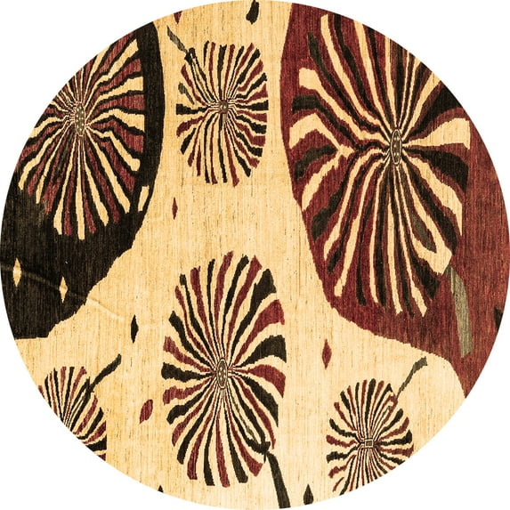 Ahgly Company Indoor Round Oriental Brown Modern Area Rugs, 4' Round