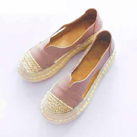 

XIAOFFENN Woman Soft Bottom Fashion Casual Flat Solid Color Round Toe Lace-Up Shoes