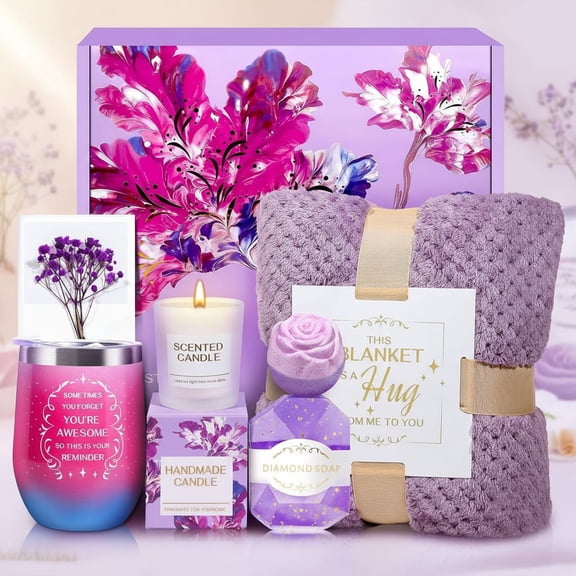 Christmas Gifts for Women, Womens Christmas Gifts, Get Well Soon Gift with Luxury Flannel Blanket, Self Care Retirement Gifts Relaxing Spa Basket Set for Grandma, Mom, Sister, Wife, Girlfriend, Her