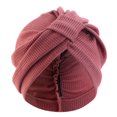 thumbnail image 1 of Turbante con diseño elástico anudado, tejido grueso con textura de gofre, estilo étnico indio., 1 of 8