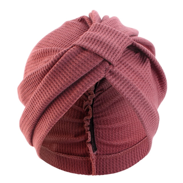 Turbante con diseño elástico anudado, tejido grueso con textura de gofre, estilo étnico indio.