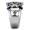 thumbnail image 4 of Mens Ring Gold Crosses Stainless Steel Ring with Top Grade Crystal in Clear, 4 of 7