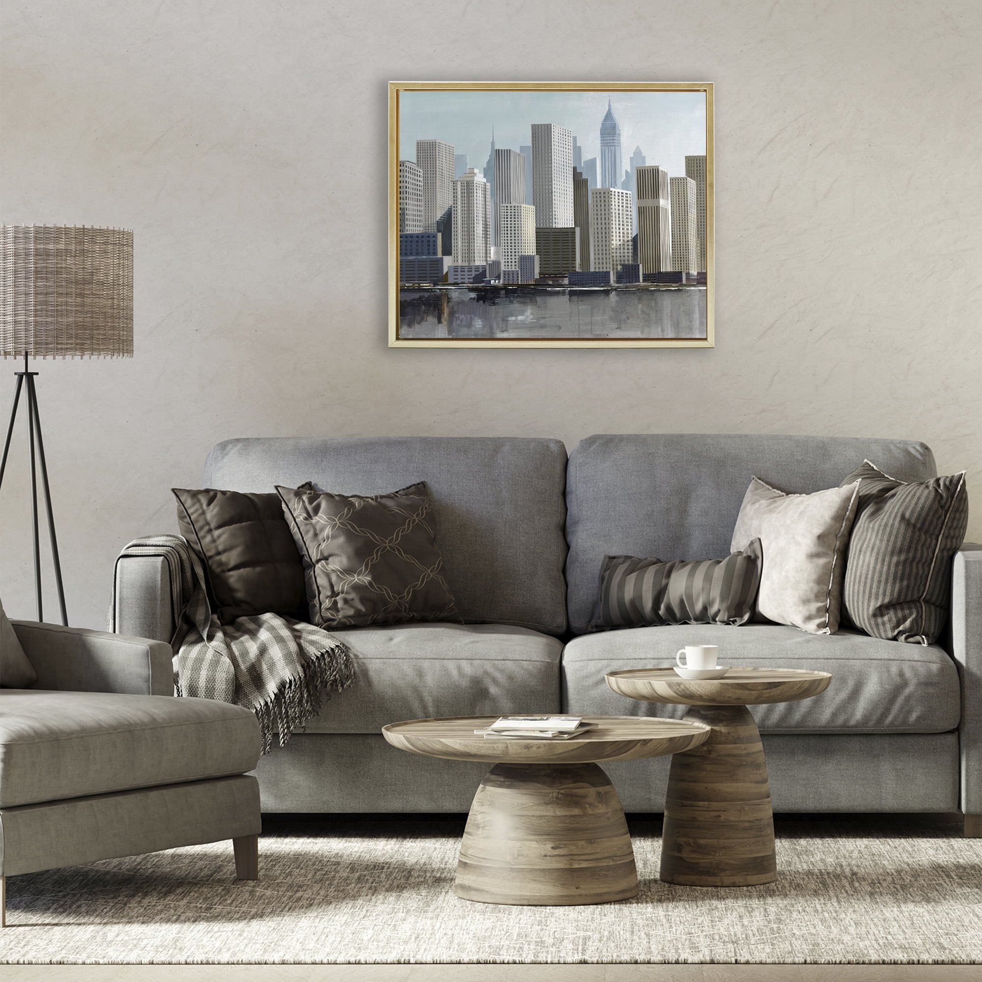 Stupell Industries New York City Sans Bridge Gold Framed Floater Canvas Wall Art, design by Lorenzo Collective
