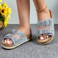 thumbnail image 3 of GJPBGK Women Sandals Women Double Buckle Slide Sandals Comfortable Cushion Insole Non-Slip Rubber Sole Good for Shopping, Parties & Casual Outings, 3 of 6