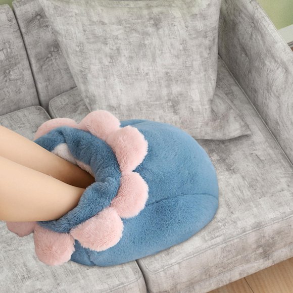 Calentador de pies, calentador de pies, zapato duradero de felpa, suave, portátil, calentador de pies, botas de invierno Azul Cola Funda para calentador de pies.