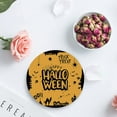 thumbnail image 4 of FMSHPON Happy Halloween Black Cat Pumpkins and Cobwebs Elements Set of 4 Round Coaster for Drinks, Absorbent Ceramic Stone Coasters Cup Mat with Cork Base for Home Kitchen Room Coffee Table Bar Decor, 4 of 6