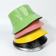 thumbnail image 2 of Chapeau en Cuir PU Solide Mode Rue Hip-Hop Chapeaux Extérieur Randonnée Pêche Casquette Unisexe Imperméable Chapeau Seau Pliable Panama Casquette, 2 of 5