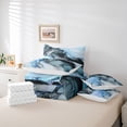 thumbnail image 5 of Feelyou Watercolor Marble Women Bedding Comforter Set 7pcs, Luxury Fashion Marbling Blue Queen Bedding Sets, Chic Abstract Ombre Reversible Queen Sheet Sets, Lightweight Room Decor, 5 of 7