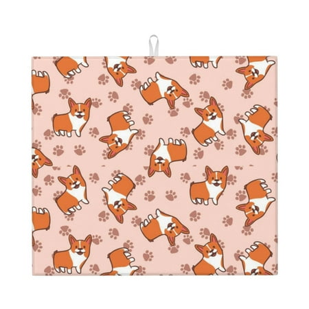 

Cartoon Corgis Dish Drying Mats Absorbent Dish Drainer Mat For Kitchen Counter Sink Mat Drying Pad 16 x 18